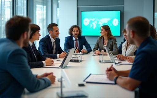Team che collabora sulla strategia di copertura mobile